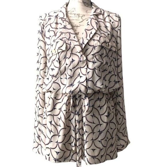 Marciano Ivory Abstract Print Cinched Waist Preppy Exquisite Romper Size XS - Picture 1 of 10